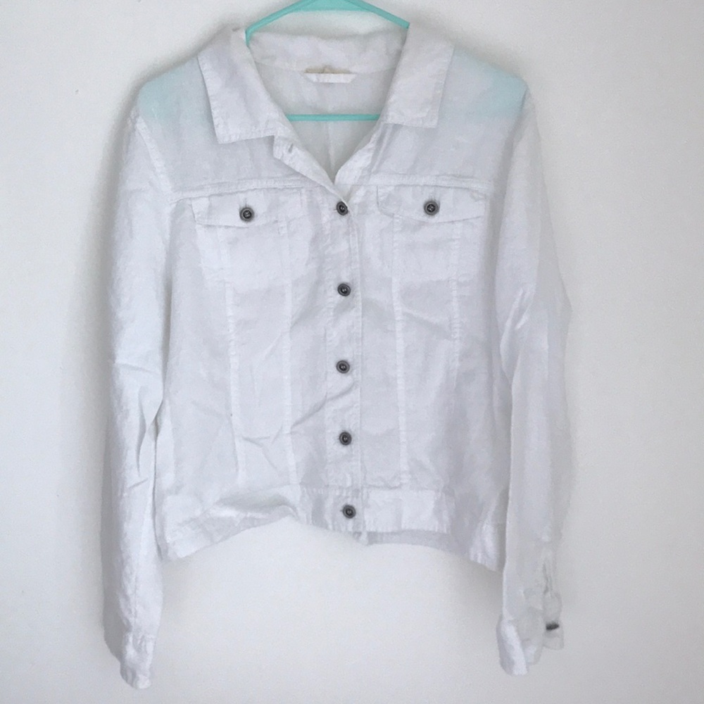 Eileen Fisher white linen jacket